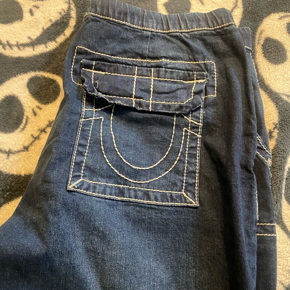 True Religion Indigo Denim Jeans with White Stitching